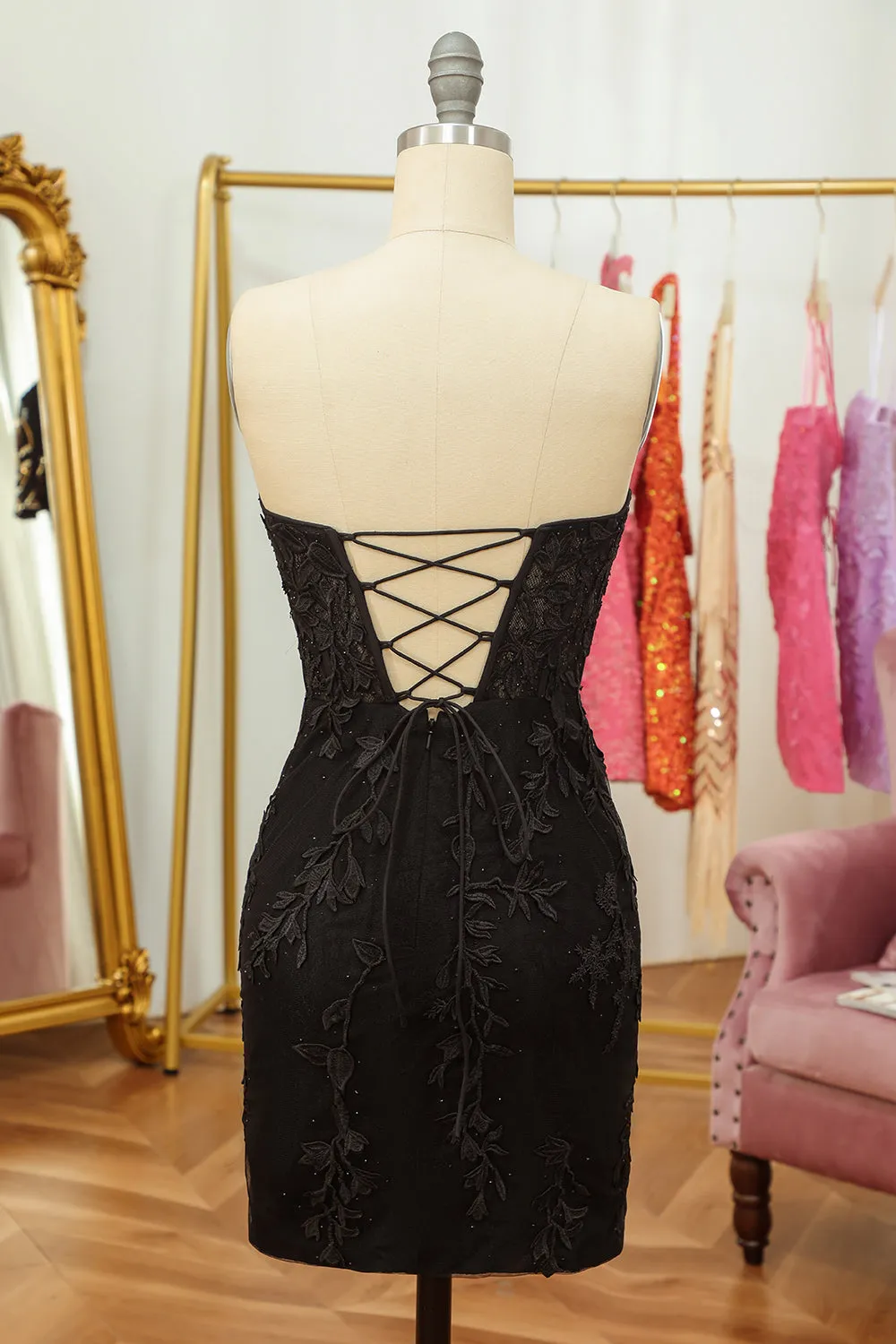 Purple Lace Tight Short Hoco Dress