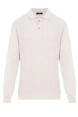 Regular Fit Plain Cotton Blend Black Polo Sweater, Grej