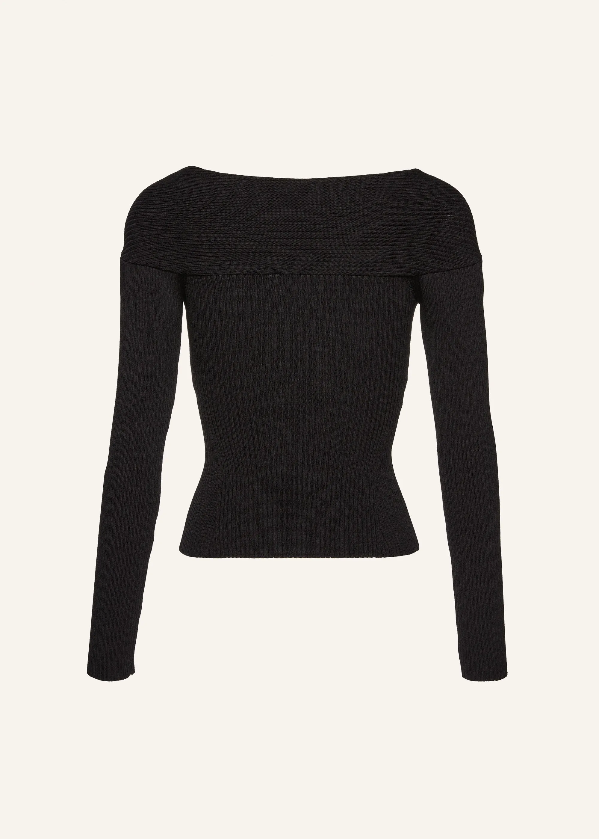 Rib-knit bustier top in black