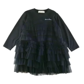 Ruffle Mesh Layer Dress - Black
