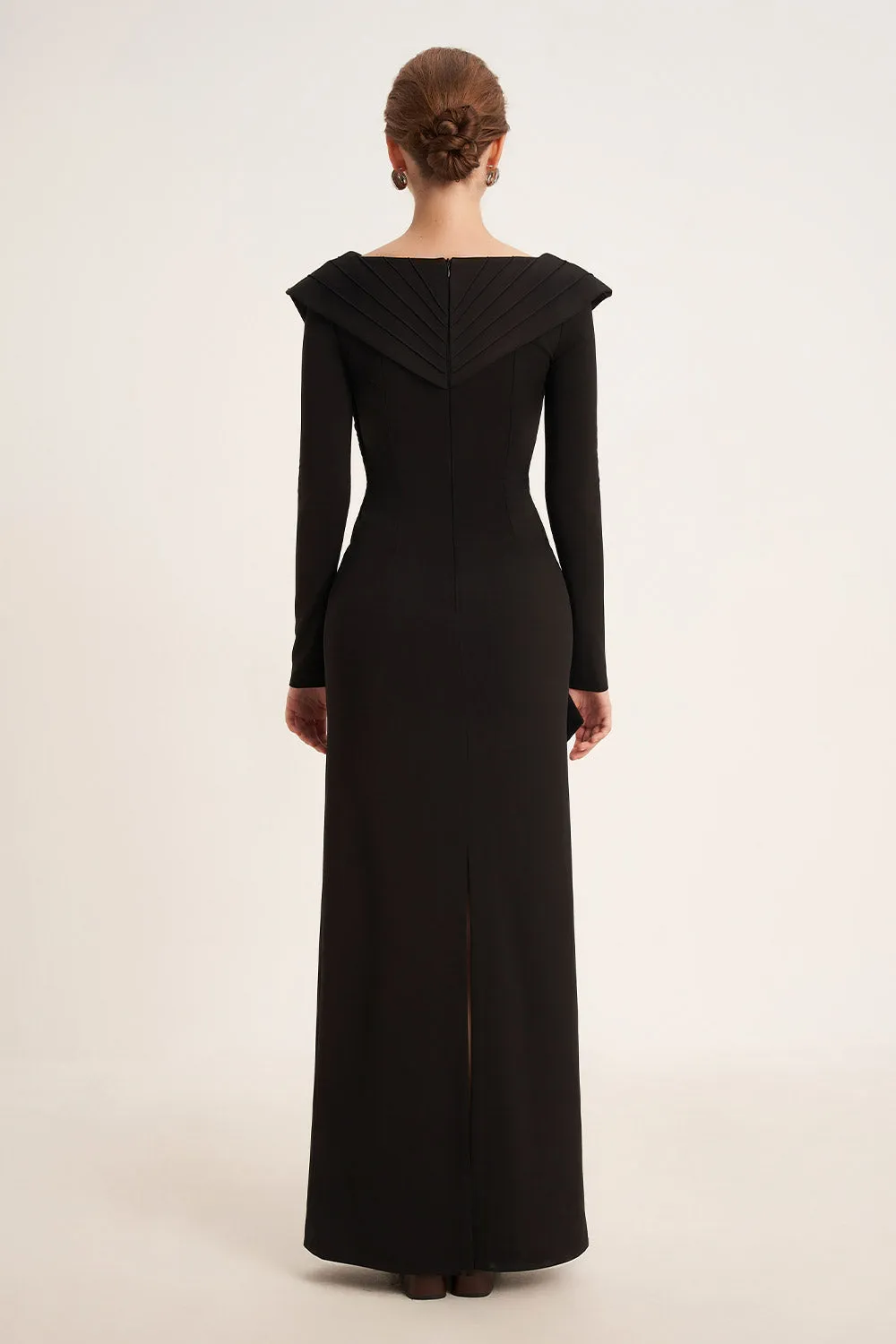 Salvia Sheath Back Slit Cotton Floor Length Dress