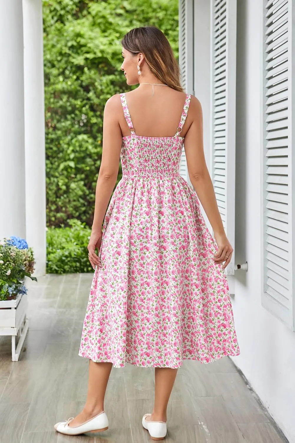Scarlet Darkness Floral Printed Corset Dress Ruched Bust Cami Dress Flowy Sundress