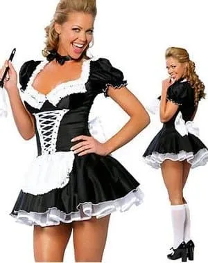 Sexy French Maid Costume - High-Quality Dress, Hat, Apron, Sizes S-XXXL