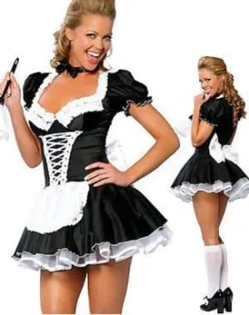 Sexy French Maid Costume - High-Quality Dress, Hat, Apron, Sizes S-XXXL