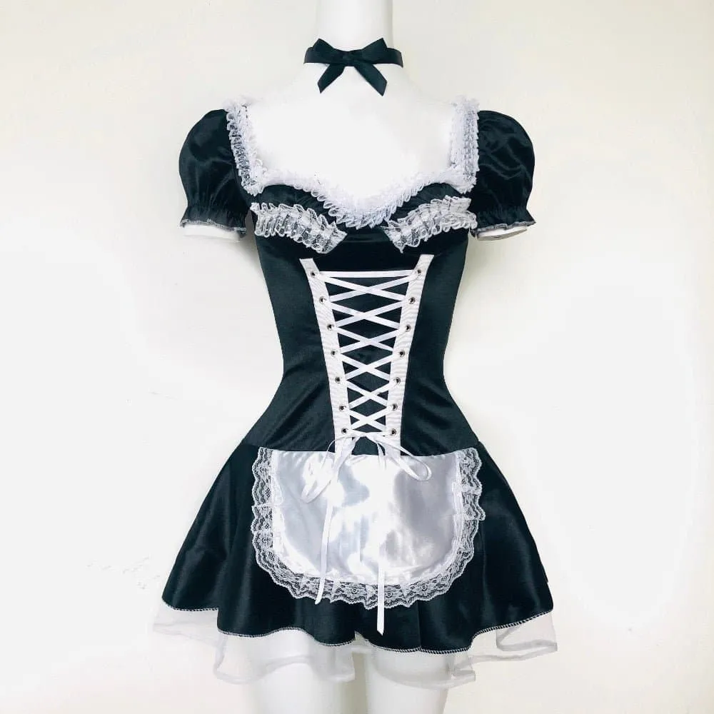 Sexy French Maid Costume - High-Quality Dress, Hat, Apron, Sizes S-XXXL