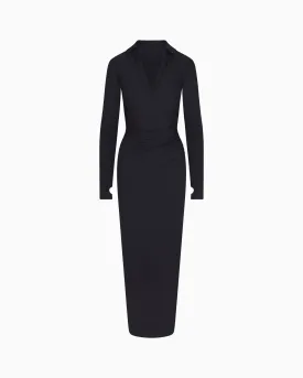 Smooth Stretch Ruched Maxi Dress | Black