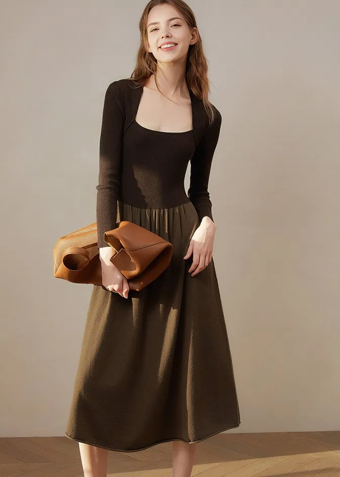 SQUARE NECK SWITCHING DRESS