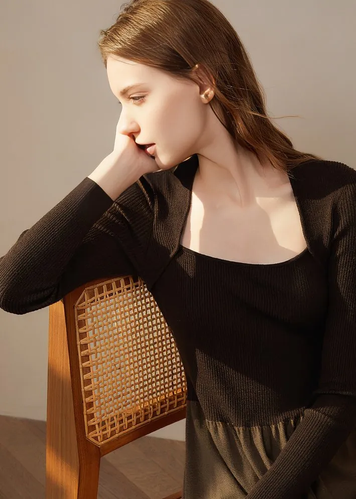 SQUARE NECK SWITCHING DRESS