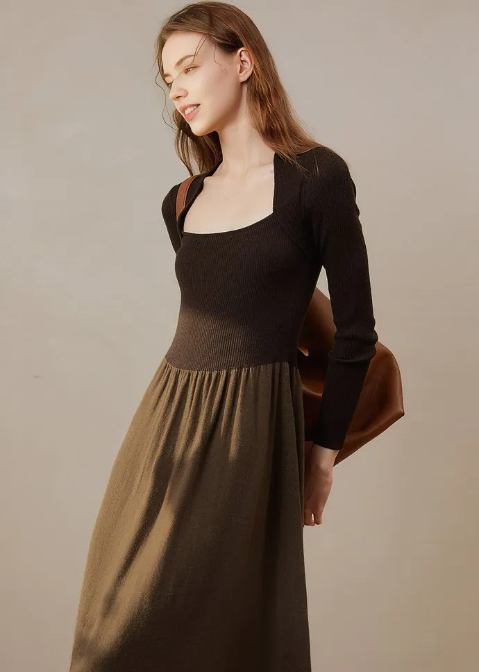 SQUARE NECK SWITCHING DRESS