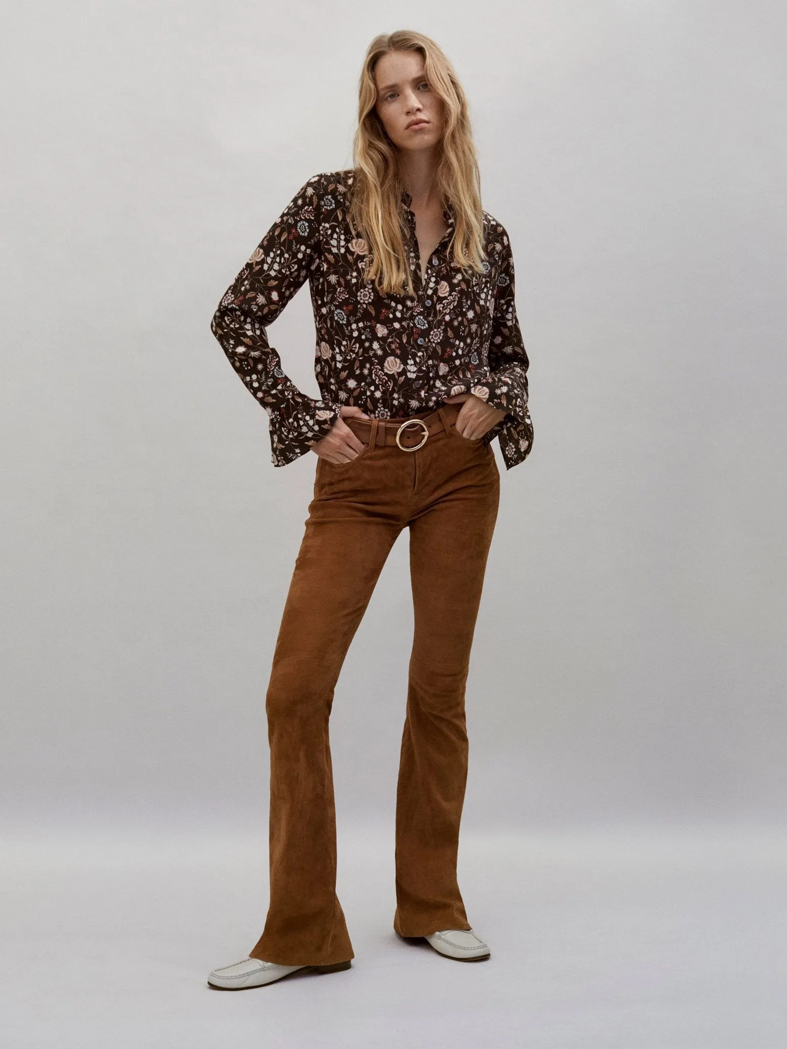 Suede Le High Flare -- Saddle