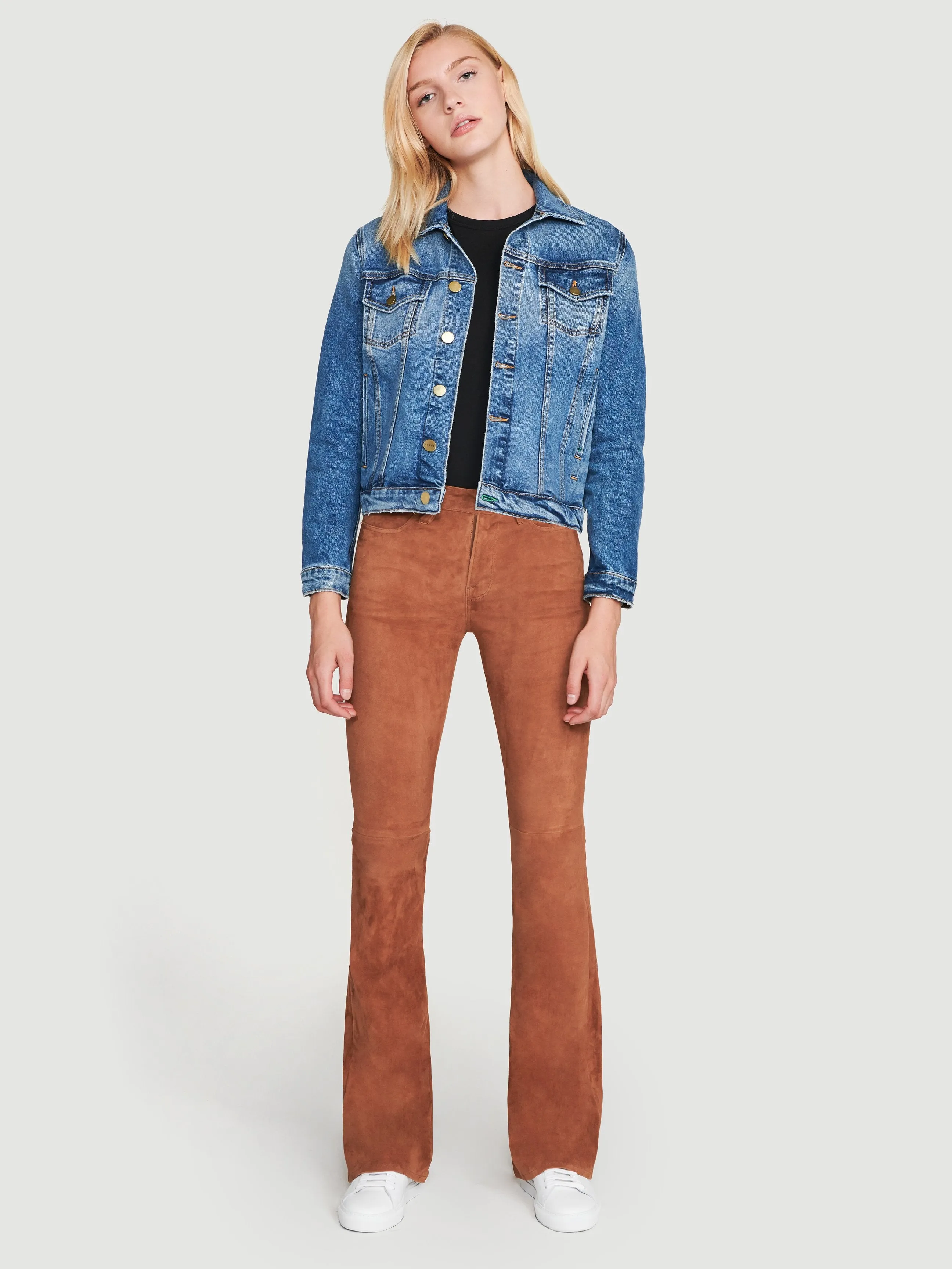 Suede Le High Flare -- Saddle