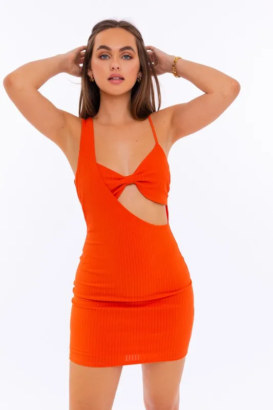 TEEK - Tomato One Shoulder Mini Dress