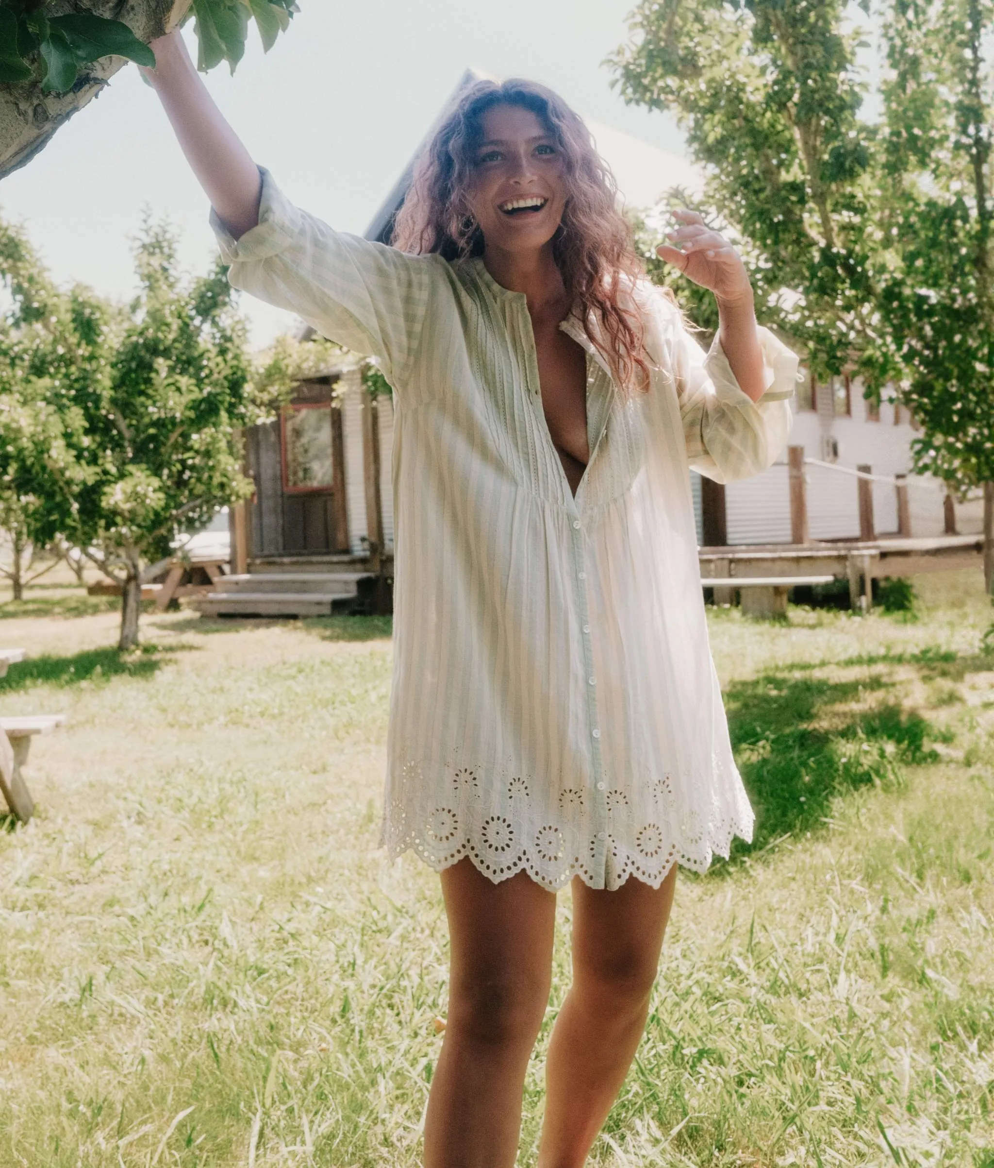 The Adelaide Dress | Aqua Stripe