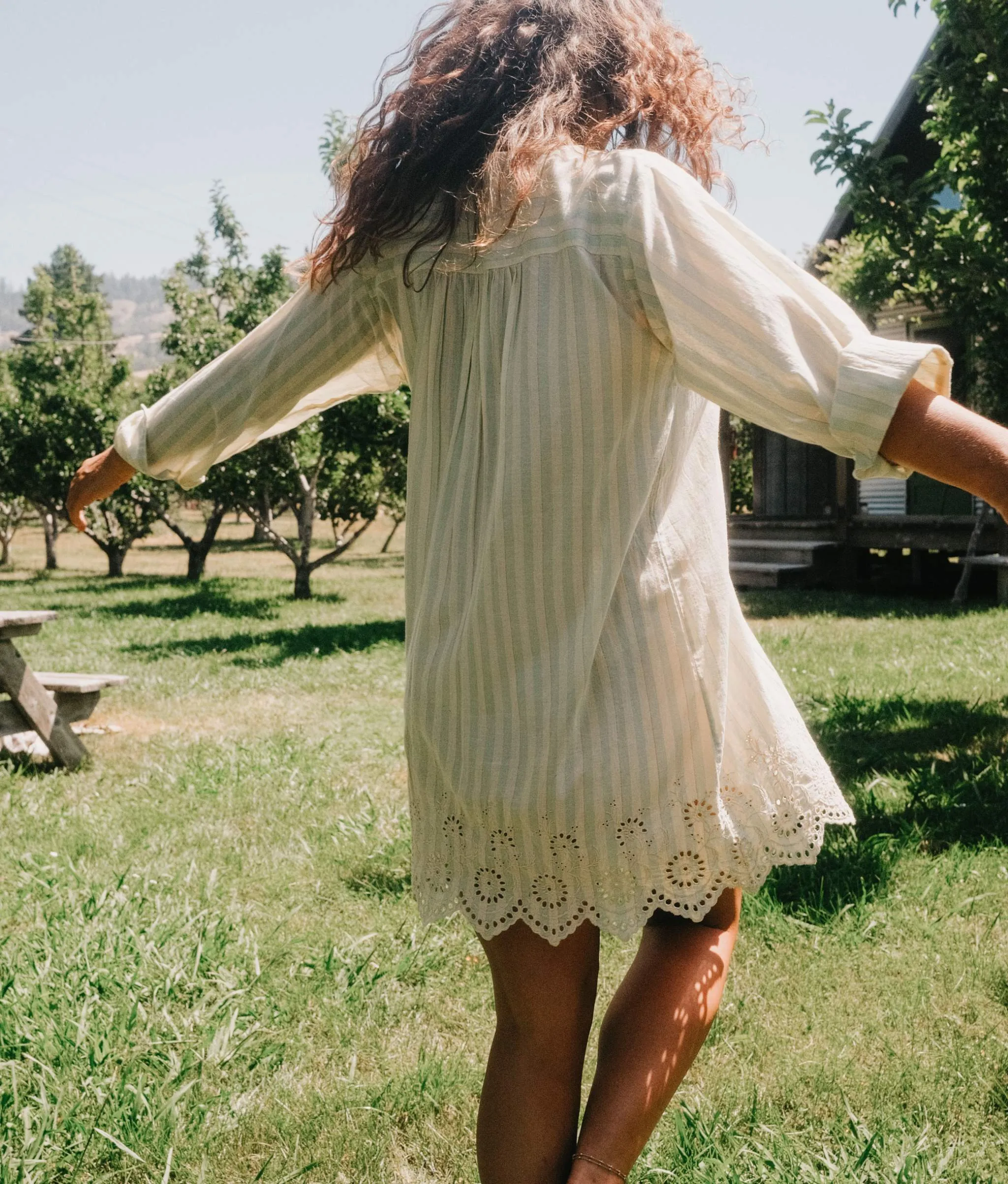 The Adelaide Dress | Aqua Stripe