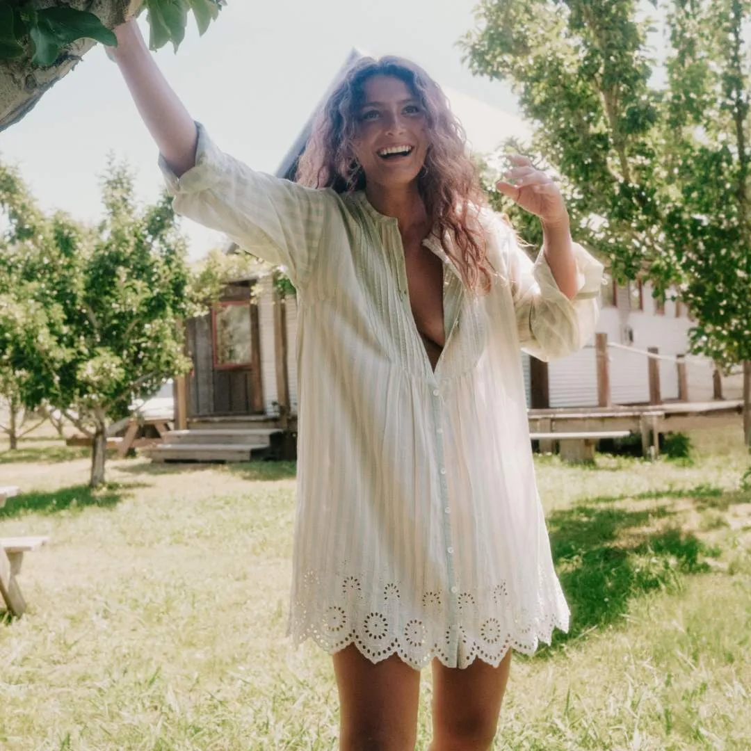 The Adelaide Dress | Aqua Stripe