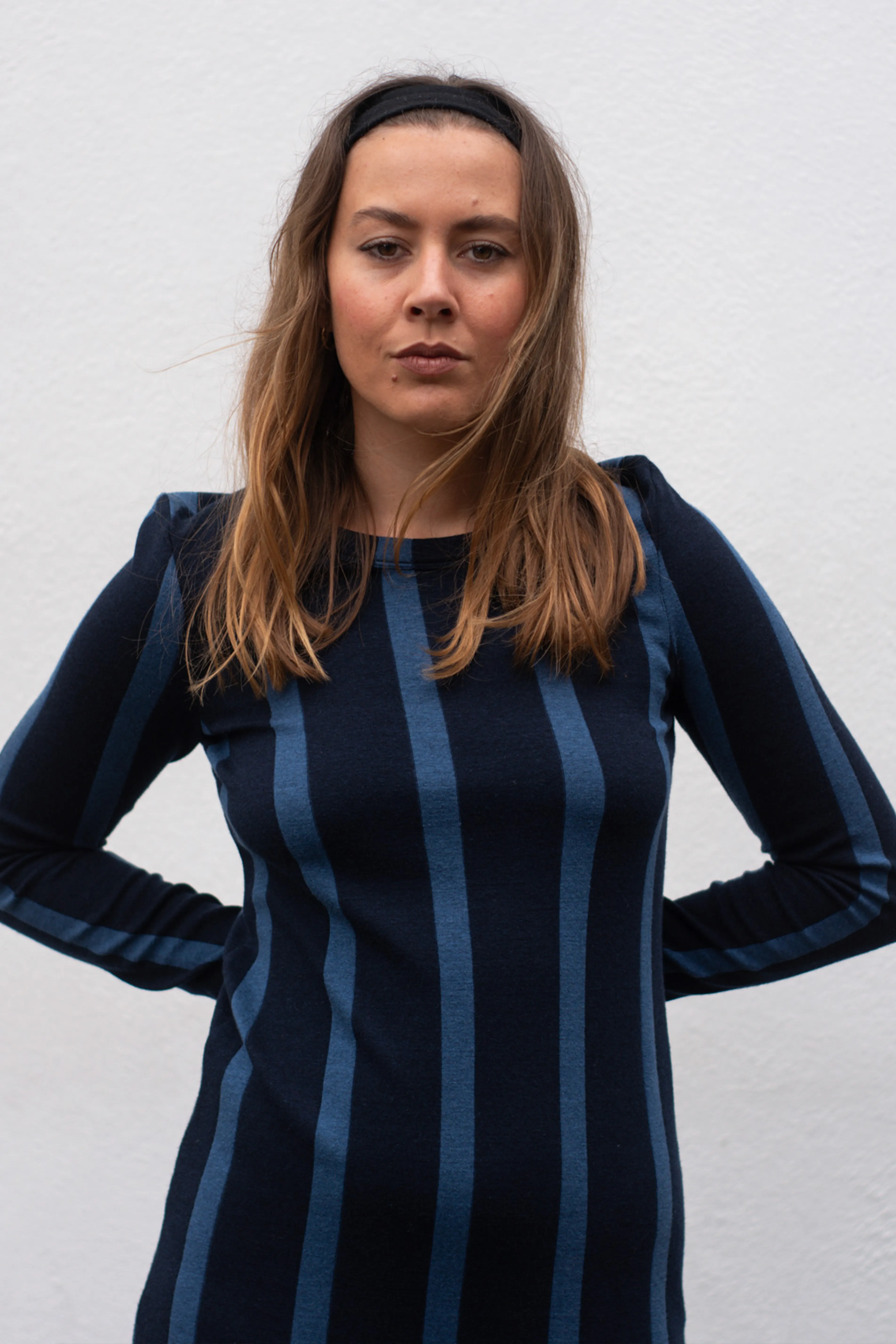 Thinking Mu Navy Dark Stripe Gina Dress
