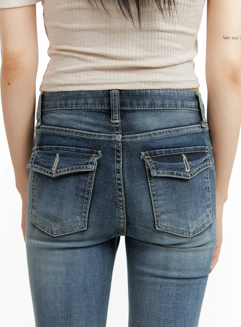 Tight Fit Low Waist Bootcut Jeans CL403