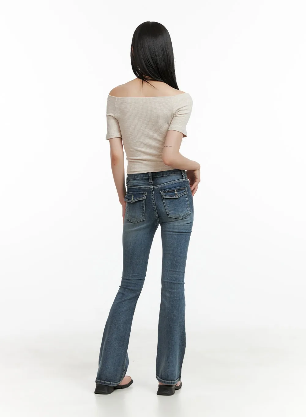 Tight Fit Low Waist Bootcut Jeans CL403