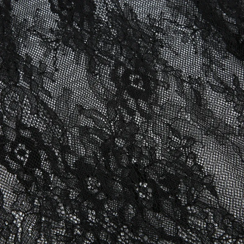 Uniwim Elegant Asymmetrical Black Sexy Lace Dress