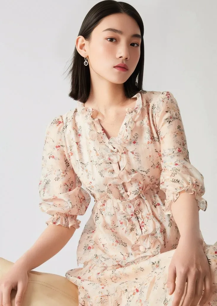 V NECK MID-SLEEVE TOPS