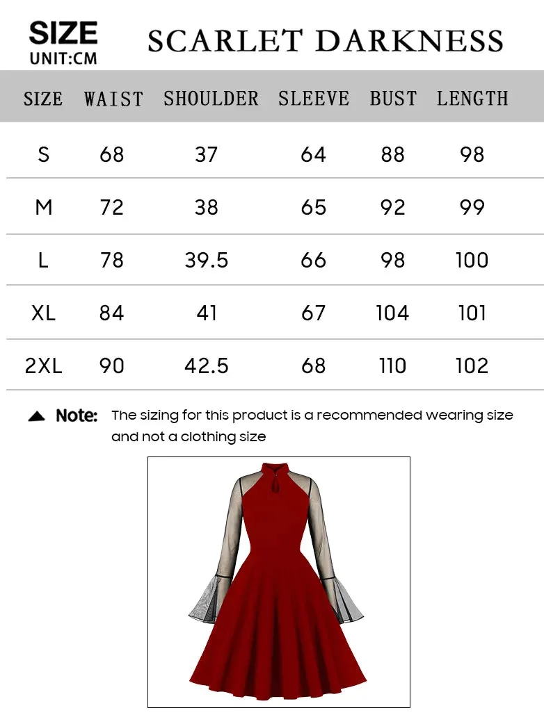 Women Gothic Mesh Paneled Bell Sleeve Dress