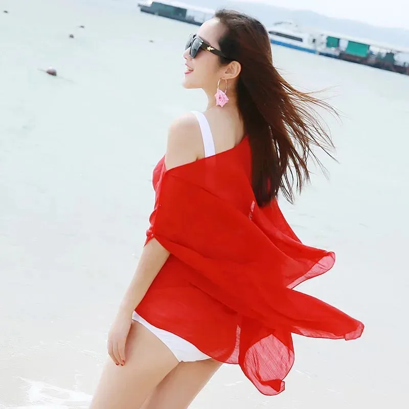 Women Sexy Chiffon Bikini Cover Up Beach Swimwear Dress Scarf Pareo Sarong Wrap