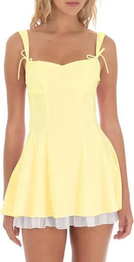 Women's Mini Summer Dress Sleeveless Bow Tie Strap Layered Flowy Short Dresses for Graduation Party Beach Sundress